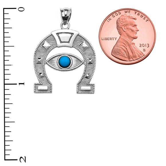 Silver Evil Eye Protection HorseShoe Necklace Luck - Picture 4 of 8